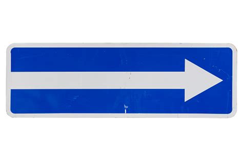 One Way Street In Direction Of Arrow Road Sign Isolated On White Stock
