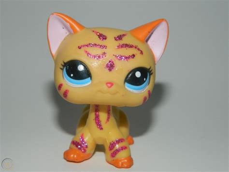 Lps 2118 Littlest Pet Shop Orange Short Hair Cat Pink Glitter Sparkle