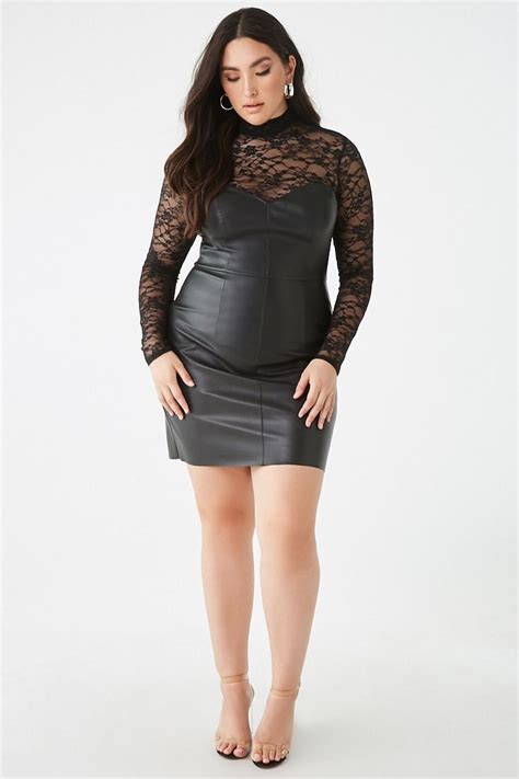 Plus Size Faux Leather Lace Dress Forever 21 Lace Dress Forever 21