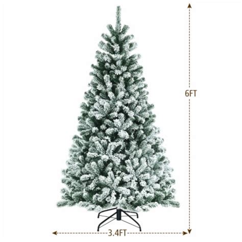 6ft Pre Lit Snow Flocked Hinged Christmas Tree W 928 Tips And Metal
