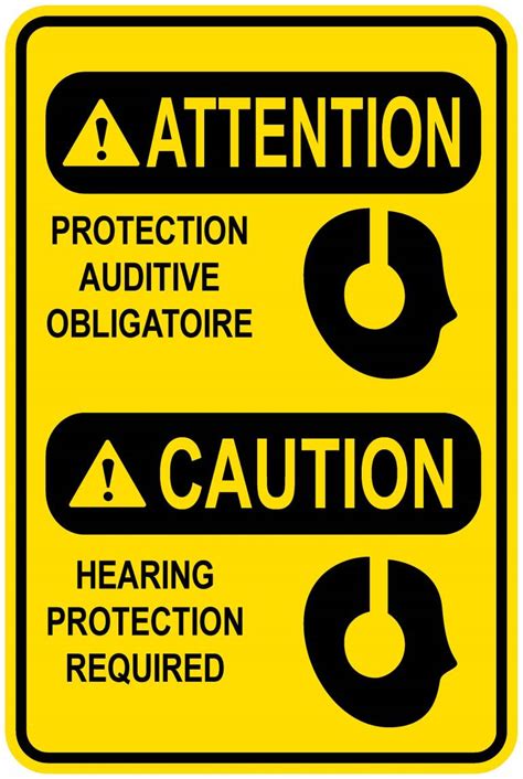 Panneaux Norme Osha Attention Protection Auditive Obligatoire