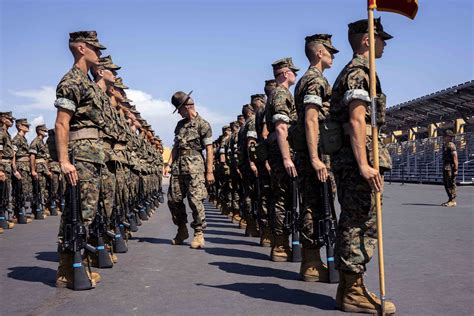 u s marine corps recruits with lima company 3rd recruit training battalion practice close