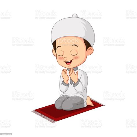 Kartun Anak Lakilaki Muslim Berdoa Ilustrasi Stok Unduh Gambar