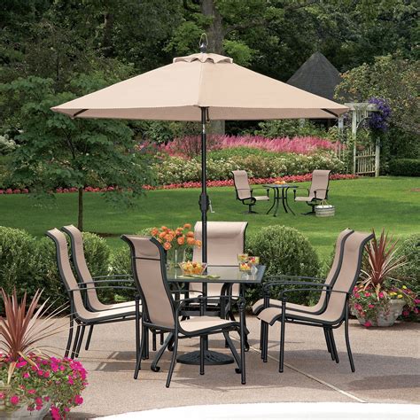 Garden Oasis Crystal Lake 7 Pc Dining Set Including 6 Sling Chairs