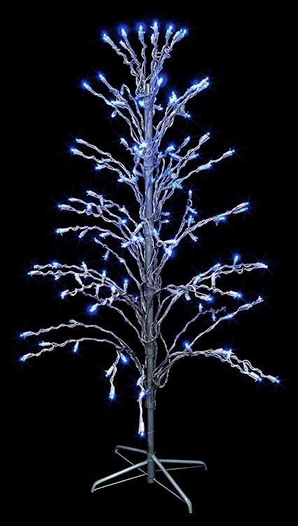 4 Blue Led Lighted Christmas Cascade Twig Tree Outdoor Yard Art