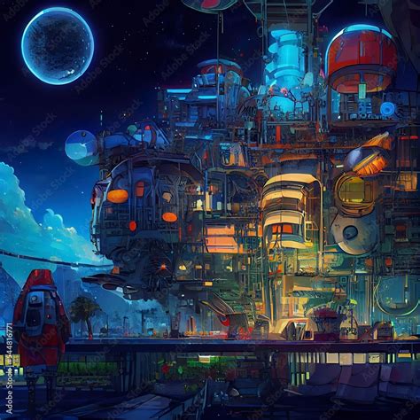 Cyberpunk City Abstract Illustration Futuristic City Dystoptic