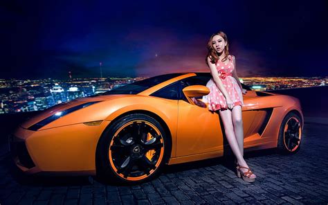 Lamborghini Gallardo Girl Lamborghini Gallardo Asian Hd Wallpaper