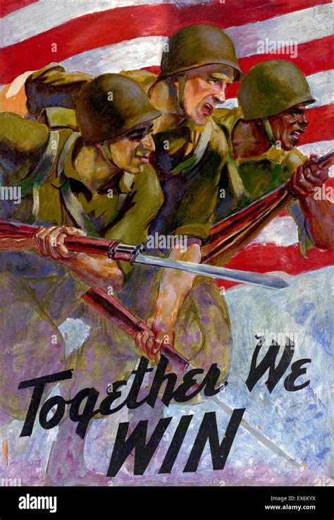 World War Two American Propaganda Poster Us Army 1942 Together We