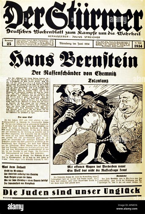 Nationalsozialismusnationalsozialismus Presse Zeitung Der Stürmer Nummer 25 Nürnberg