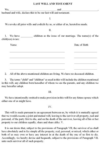 Free Arkansas Joint Will For Married Couple Word Printable Form