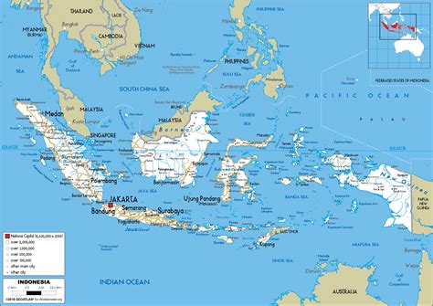 Large Detailed Political Map Of Indonesia With Relief Roads And Major