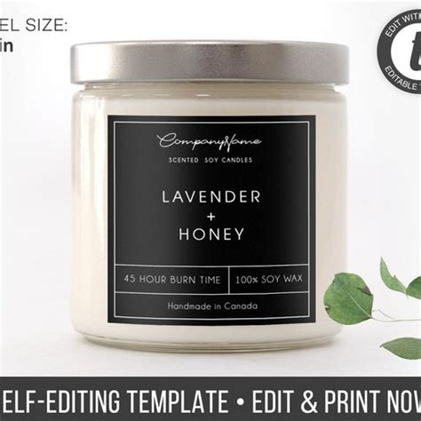 Soy Candle Labels Editable Label Product Label Template Etsy