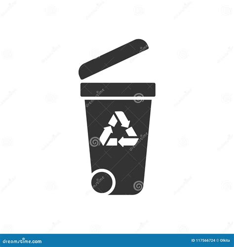 Black Isolated Icon Of Container On White Background Silhouette Of Bin