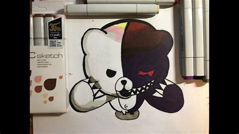 Speed Drawing Anime How To Draw Monokuma From Danganropa Anime Paper
