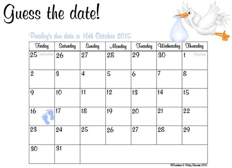 To determine your due date and pregnancy weeks, simply fill in your details in the form below and select calculate! Personalised Guess the Baby's Due Date Baby Shower Game ...