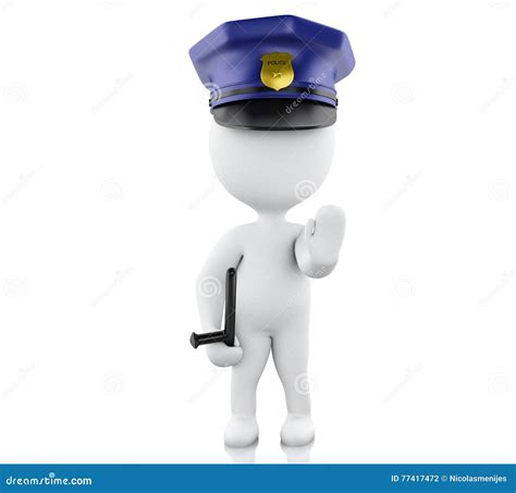 3d Policeman Ordered To Stop With Hand Stock Illustration