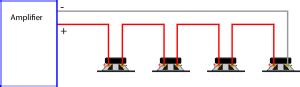 Check the amplifier's owners manual for minimum impedance the amplifier will handle before hooking up the speakers. What's the difference between speakers in series and in parallel? - Geoff the Grey Geek