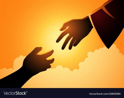 God Hand Reaching Out For Human Hand Royalty Free Vector