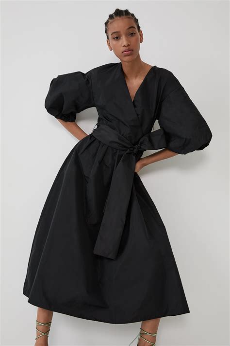 Midi Dress With Voluminous Sleeves Zara United Kingdom Midi Dress