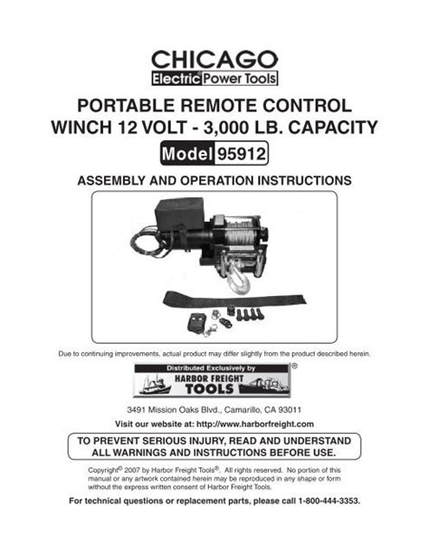 Portable Remote Control Winch 12 Volt Harbor Freight Tools