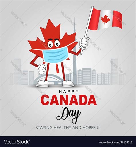 Happy Canada Day Greetings Maple Leaf Wearing Vector Image