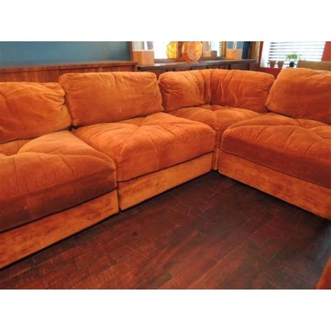 Orange Velvet Sectional Sofa Get 5 In Rewards With Club O Hallerenee