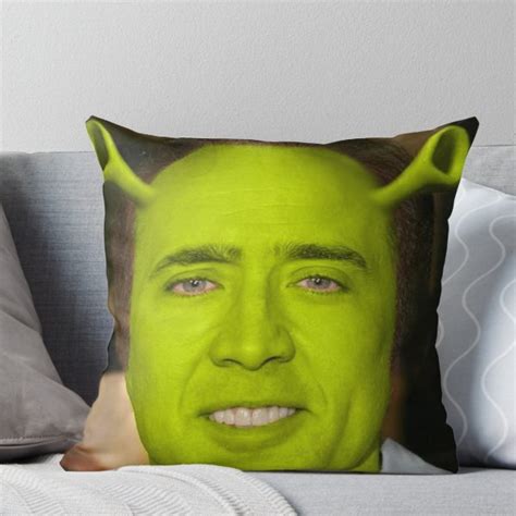 Nicolas Cageshrek Throw Pillow Nicolas Cage Shrek Nicolas