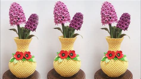 3d Origami Flower Vase V17 Tutorial Diy Paper Vase Home Decor Youtube