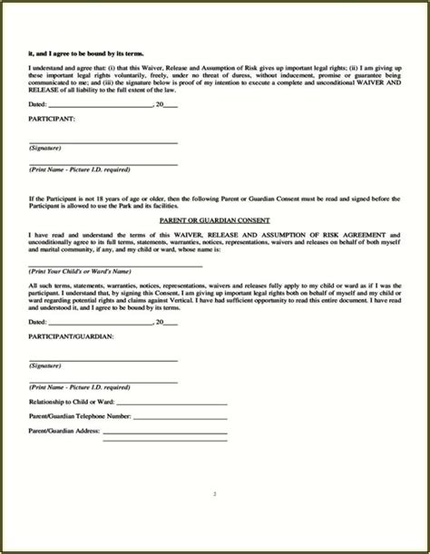 Homeowner Free Printable Trampoline Waiver Form Form Resume
