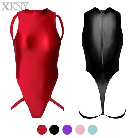 Xckny Oily Glossy Swimsuit Y Silky Smooth Swimsuit High Cut Crotch