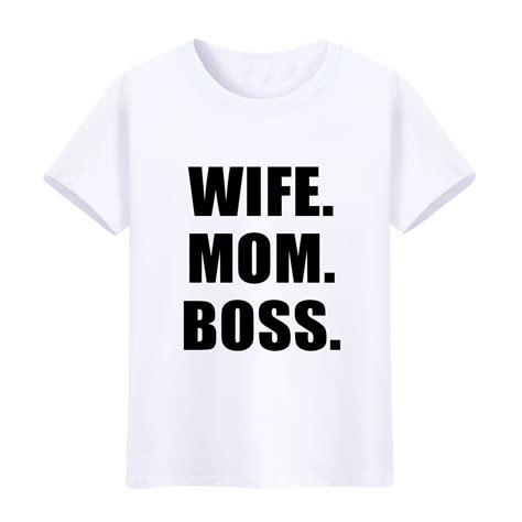 Fashion Women Wife Mom Boss Words Print Tee Shirt Summer Short Sleeve T Shirtshort Sleeve T