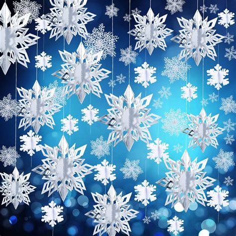 42 Pieces Winter Christmas Party Decorations 3d Snowflake Hanging