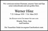 Traueranzeigen von Werner Hinz | HamburgerTRAUER.de