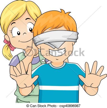 They are simple and easy ways to revise vocabulary and are usually a welcomed break away from the text books. Kids girl blindfold boy game. Illustration of a little girl blindfolding a little boy.