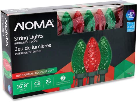 Noma C9 Led Christmas Lights 25 Red And Green Bulbs 168 Ft String
