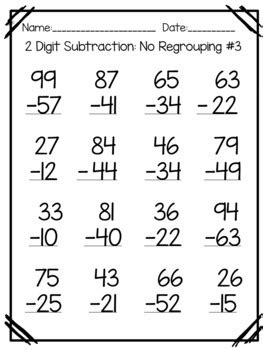 Free basic subtraction worksheets to work on single digit math facts. Double Digit Subtraction Worksheets- With and Without ...