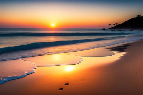 Beautiful Sunset On The Beach Seascape With Beautiful Sky Ai