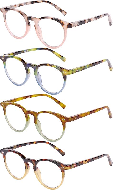 buy doovic 4 pack blue light blocking reading glasses for women contrast color design stylish