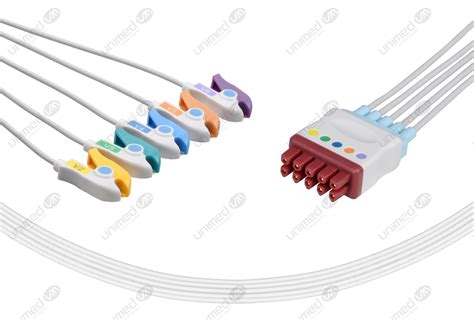 Gemarquette V Compatible Reusable Ecg Lead Wires 5 Leads Grabber