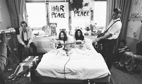 John Lennon 75 Anniversary Bed Art Installation With Yoko