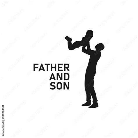 Father Lifting Son Black Silhouette Dad And Son Icon Sign Or Symbol