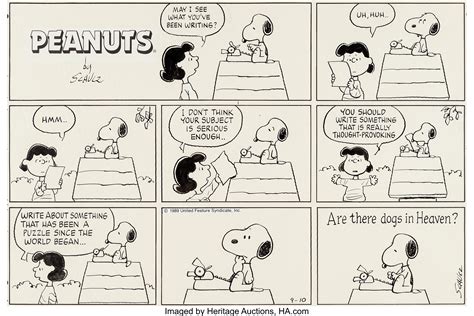 Charles Schulz Peanuts Snoopy And Lucy Sunday Comic Strip Original