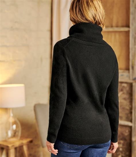 Black Pure Cashmere Cowl Neck Sweater Woolovers Us
