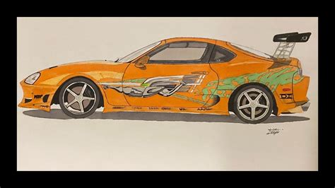 Drawing The Toyota Supra From Fast And Furious Realistic Youtube
