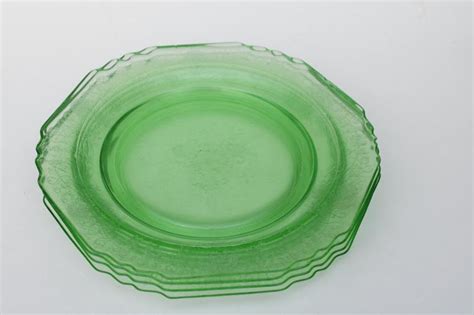 Uranium Glow Vintage Green Depression Glass Plates Hazel Atlas