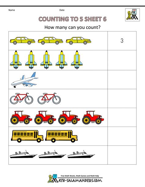 Preschool Counting Worksheets Counting To 5 Db Excelcom Counting