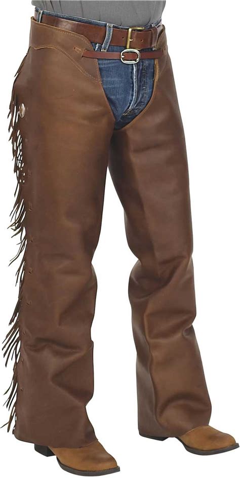 Cowboy Basic Shotgun Chaps With Fringe K Bar J Leather Mounted