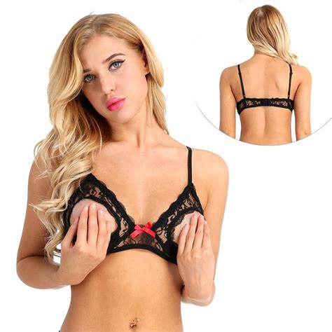 Cheap Women Sexy Lace Floral See Through Hollow Out Triangle Cupless
