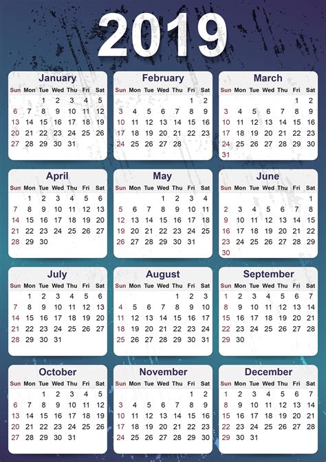 Free Printable 2019 Calendar With Holidays