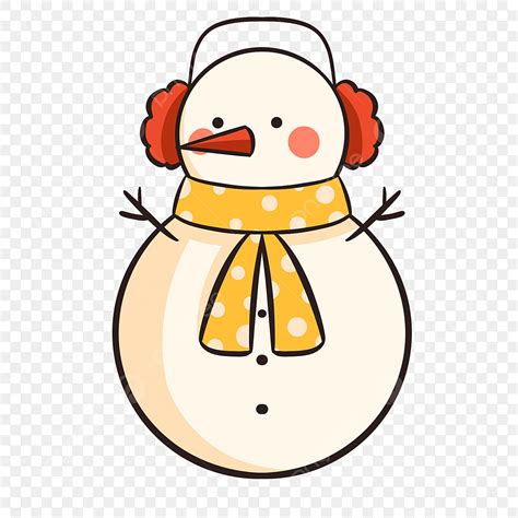 Snowman Scarf Clipart Vector Hand Drawn Cartoon Snowman Wearing Scarf